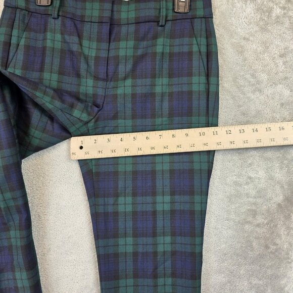 J Crew Cameron Pants Womens 8P Green Navy Plaid Wool Blend Ankle Dress Trousers - Picture 6 of 13